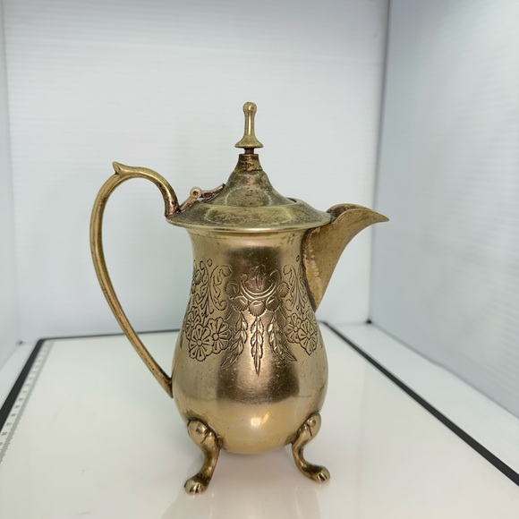 Other - Elegant Silver Tone Teapot with Floral Design